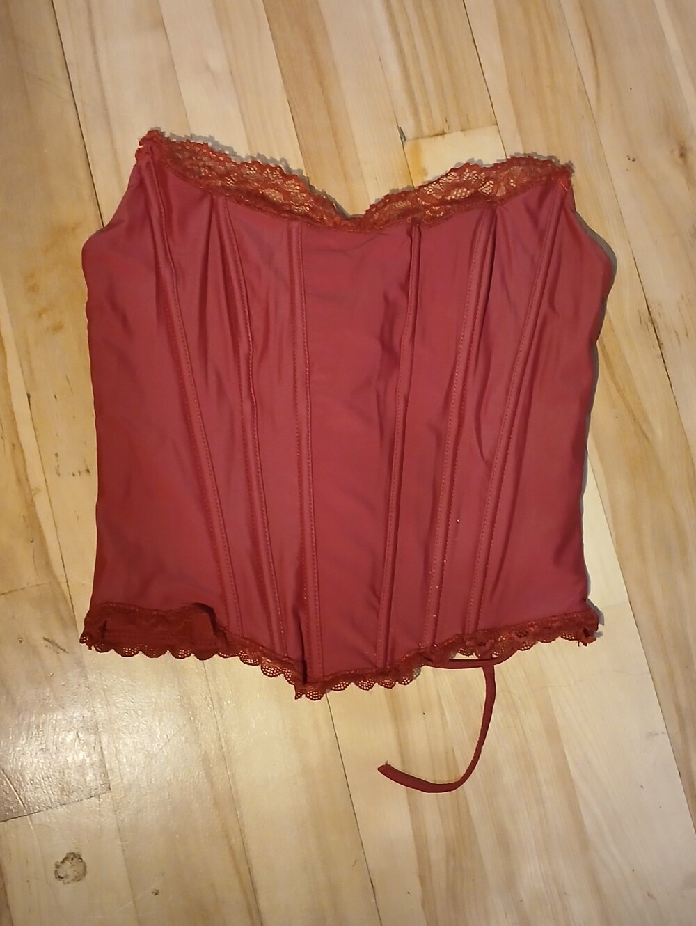 Women's Lace Trim Corset Top - Red